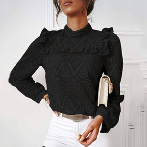 Elegant Lace Pleated Stitching Top