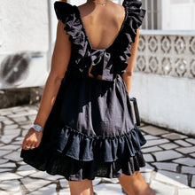 Load image into Gallery viewer, Solid Color Ruffle Stitching Sleeveless Mini Dress

