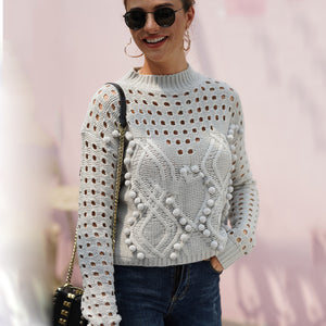 Fashion Round Neck Long Sleeve Sweater Tops