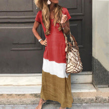 Load image into Gallery viewer, Boho Style Color Splicing Casual Loose Fit Maxi Dress

