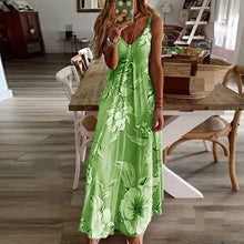 Load image into Gallery viewer, V-Neck Suspender Floarl Printed Dress
