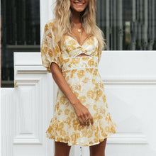 Load image into Gallery viewer, Ruffled Puff Sleeve Floral Printed Mini Dress

