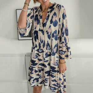 Boho Style Leopard Printed Mini Dress