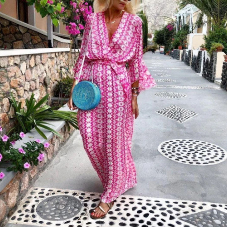 Fashion Printed Holiday Maxi Dress
