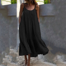 Load image into Gallery viewer, Solid Color Ruffled Sling Dress

