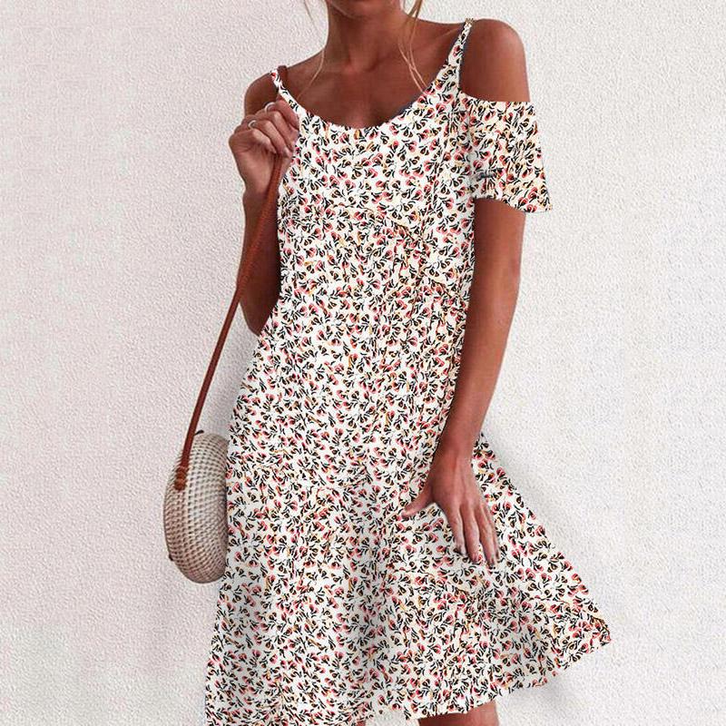 Floral Printed Off Shoulder Vacation Dress