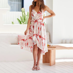 Tie-Dye Print Sling Maxi Dress