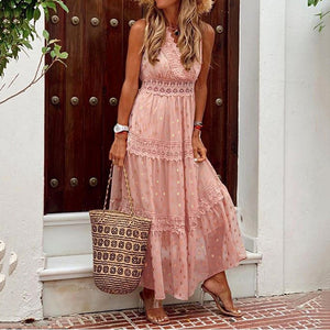 Elegant V-Neck Chiffon Maxi Dress
