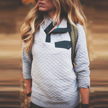 Load image into Gallery viewer, High Collar Button Long Sleeve Sweatshirt
