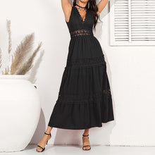 Load image into Gallery viewer, V-Neck Lace Backless Maxi Dress
