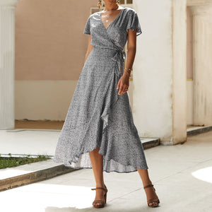 V-Neck Print Maxi Dress