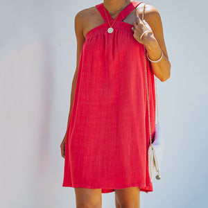 Solid Color Off-The-Shoulder Mini Dress