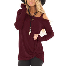 Load image into Gallery viewer, Long Sleeve Off-Shoulder T-shirt
