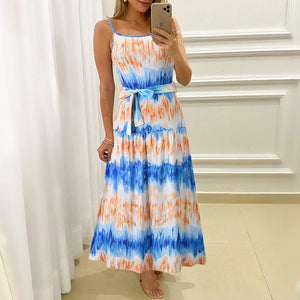 Water Ripple Print Sling Dress