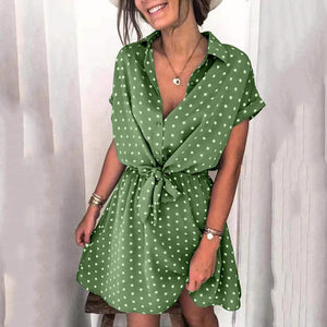 Bohemian Polka Dot Short Sleeve Dress
