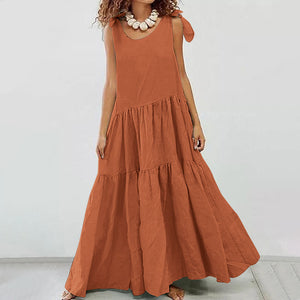 Sling Cotton And Linen Casual Maxi Dress