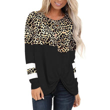 Load image into Gallery viewer, Leopard Print Round Neck Long Sleeve Top

