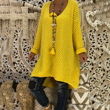 Load image into Gallery viewer, Solid Color Irregular Hem Loose Long Sweater
