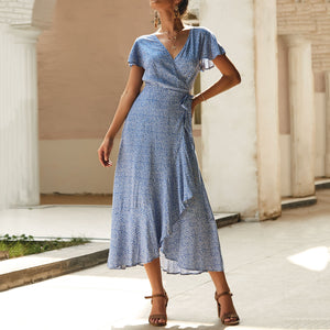 V-Neck Print Maxi Dress