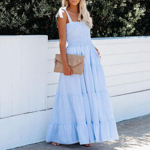Elegant Stripe Printed Maxi Dress