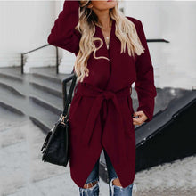 Load image into Gallery viewer, New Lapel Solid Color Long Windbreaker Casual Outerwear
