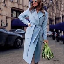 Load image into Gallery viewer, Lapel Tie Wool Coat
