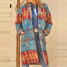 Load image into Gallery viewer, Printed Casual Long-Sleeved Woolen Coat
