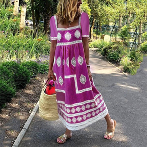 Bohemia Style Short Sleeve Maxi Dress
