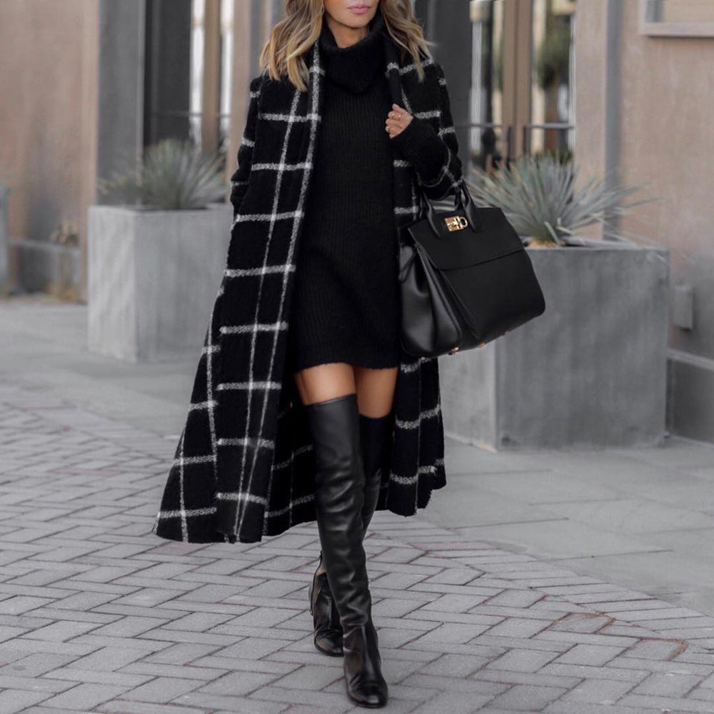 Classic Plaid Printed Brushed Coat