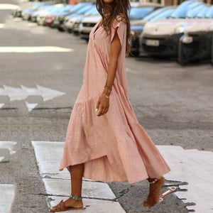 V-Neck Irregular Maxi Dress