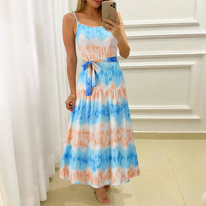 Water Ripple Print Sling Dress