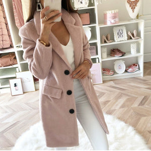 Fashion Lapel Long Sleeve Woolen Coat