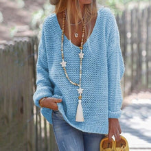 Load image into Gallery viewer, V-neck Long Sleeve Knitted Sweater
