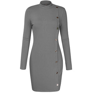 Pure Color Slim Sexy Knit Bodycon Dress