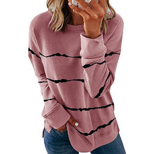 Load image into Gallery viewer, Striped Round Neck Loose Long Sleeve T-shirt
