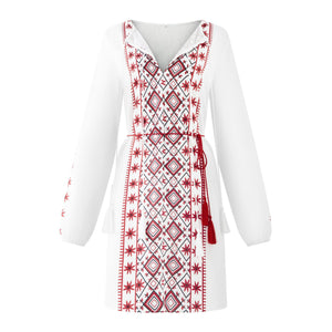 Lace Up Ethnic Print Mini Dress