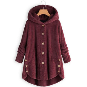 Buttoned Plush Top Coat