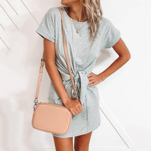 Load image into Gallery viewer, Solid Color Tie Short Sleeve Dress
