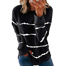 Load image into Gallery viewer, Striped Round Neck Loose Long Sleeve T-shirt
