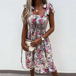 Casual Floral Printed Sling Dress