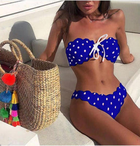 Cute Printed Lace Bikini Swimwear