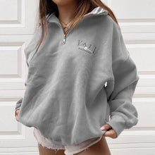 Load image into Gallery viewer, Zip Stand Collar Loose Sweatshirt
