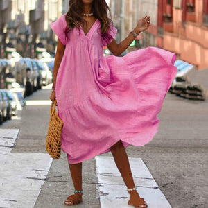 V-Neck Irregular Maxi Dress