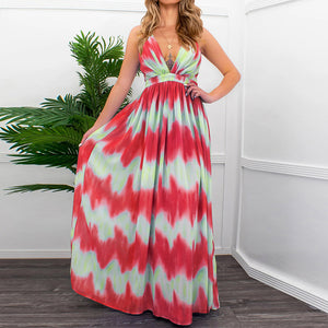 Tie-dye Gradient Sling Maxi Dress