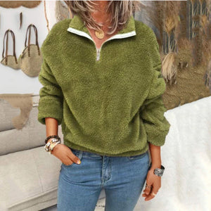 Casual Fleece Zipper Sweater Tops