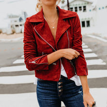Load image into Gallery viewer, Lapel Diagonal Zipper Coat
