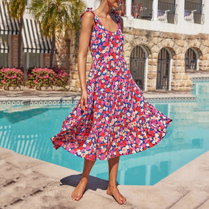U-Neck Sleeveless Floarl Print Dress