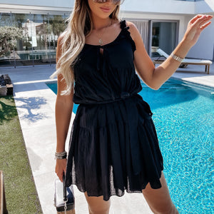 Lovely Ruffle Sleeveless Vacation Mini Dress