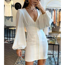 Load image into Gallery viewer, Elegant Solid Color V-Neck Bodycon Dress
