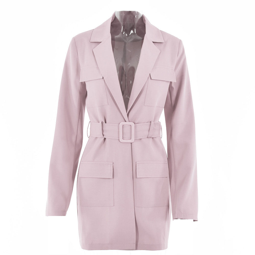 Lapel Long Sleeve Blazer Mini Dress With Blet